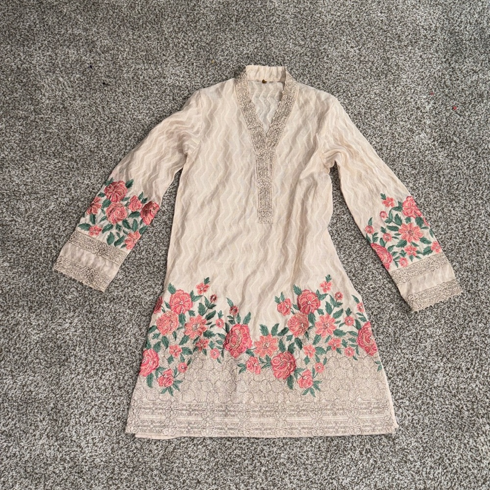 beech tree Womens Pakistani Midi Dress Tunic  Geometric Print Lagenlook 8